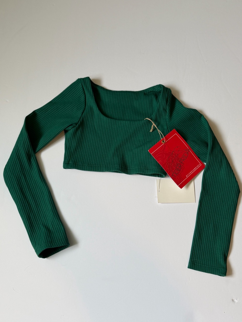 Tiger Friday Kids Ribbed Dance Crop Top - Forest Green